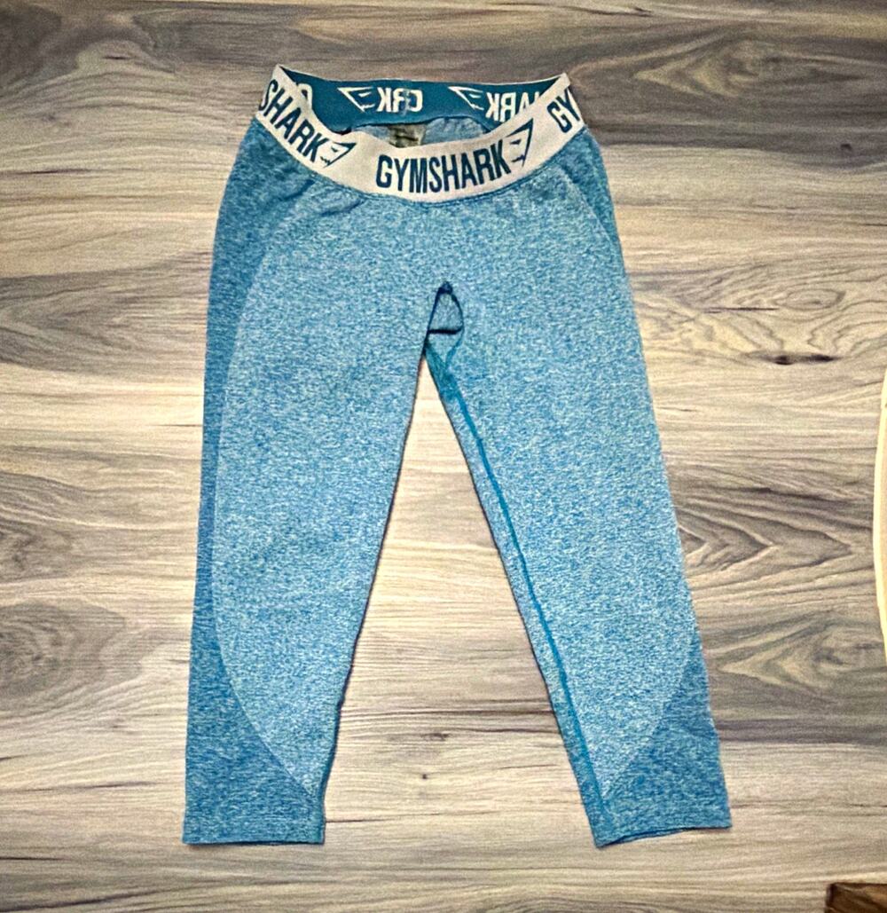 Gymshark Flex Leggings Women’s Small Blue Teal Marl DRY Seamless Workout Yoga